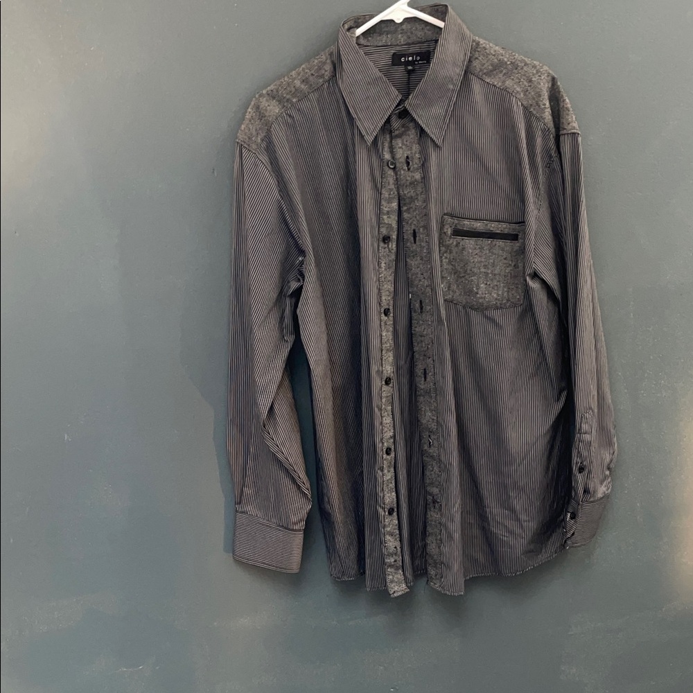 Cielo Charcoal Striped Button Down Shirt